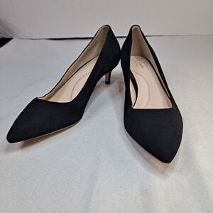 Cole Haan Suede Heels Women's Size 9.5B Black Kitten Heel Pointed Toe Pumps
